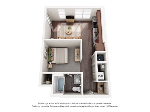 Floor plan for 1 bed, 1 bath, 547 sqft